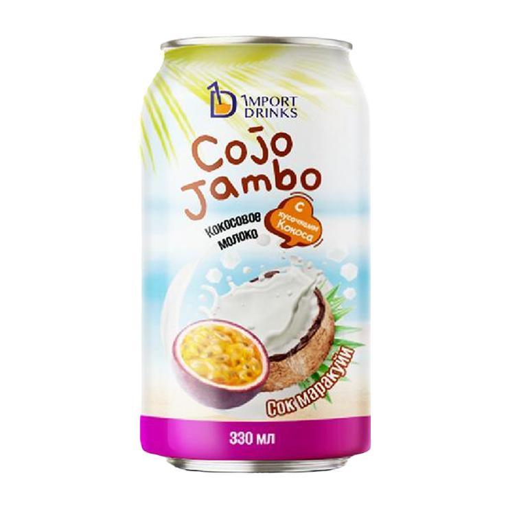 Напиток сокосодержащий COJO JAMBO кокосовое молоко с кусочками кокосовой мякоти маракуйя 330 мл., ж/б