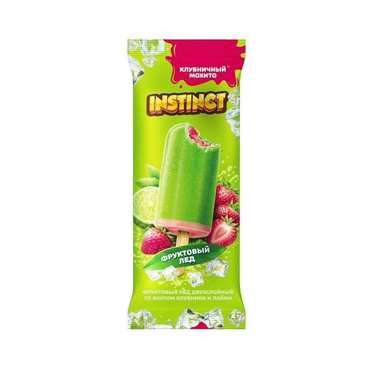 Фруктовый лед Instinct двухслойный клубника лайм 70 гр., флоу-пак