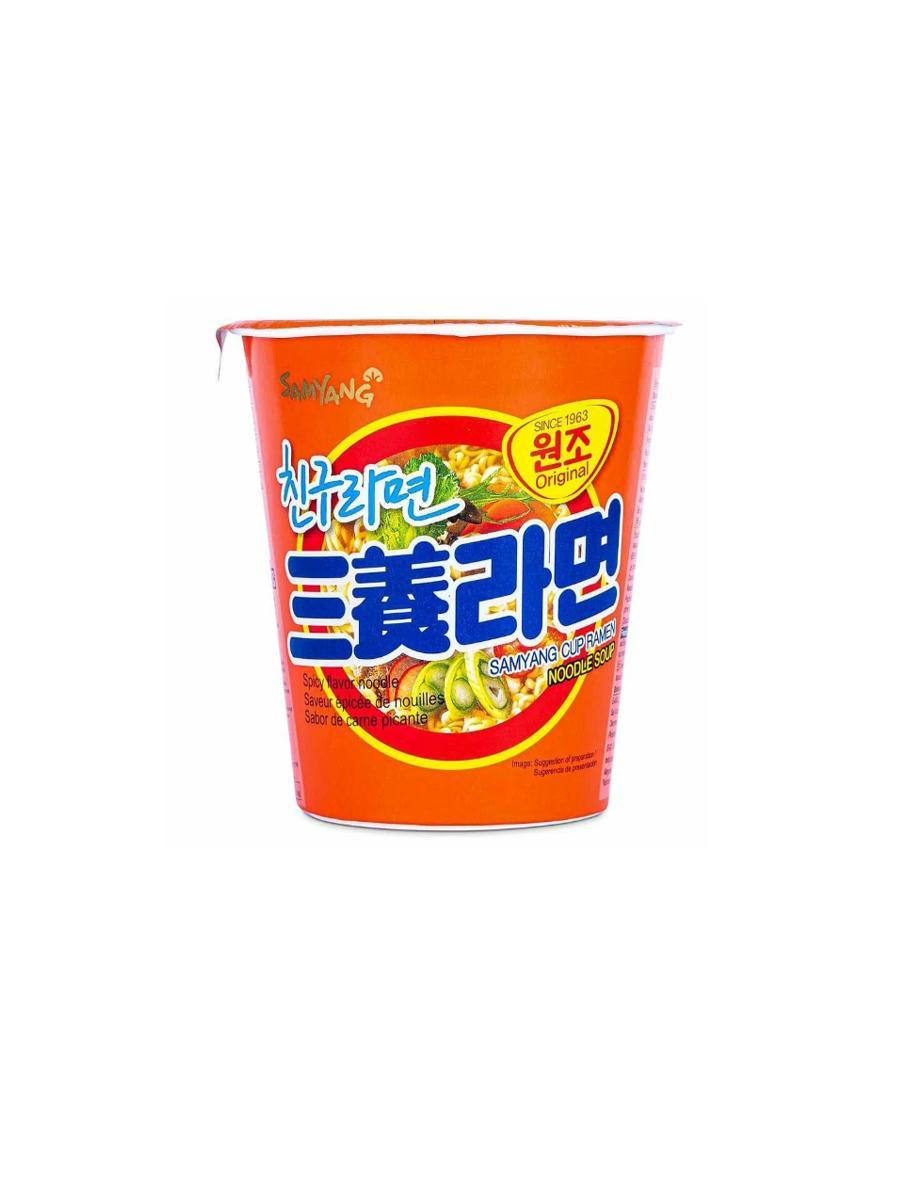 Лапша быстрого приготовления Samyang Cup рамен говядина и ветчина 65 гр., стакан