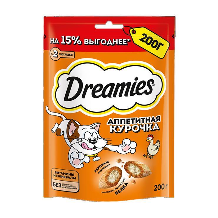 Лакомство для кошек Dreamies с добавлением курицы 200 гр., пауч