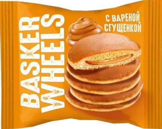 Пирожное бисквитное Basker Wheels Pancake с вареной сгущенкой 36 гр., флоу-пак