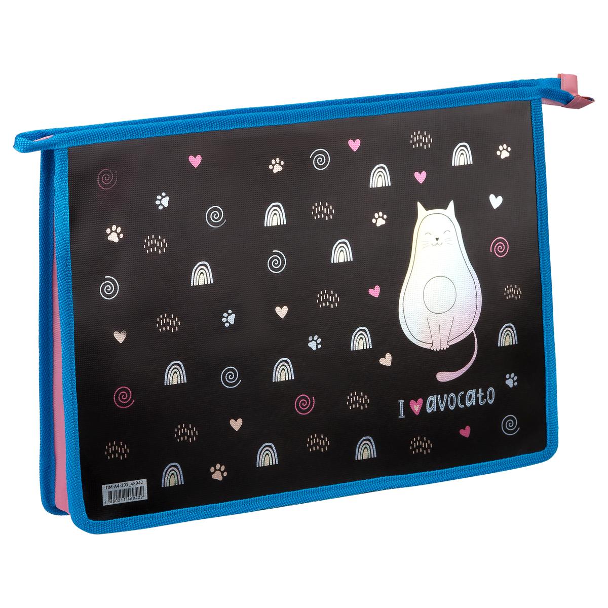 Папка для тетрадей 1 отделение, А4, ArtSpace AvoCato, 325*230*55мм, ламинированный картон, фольга, на молнии