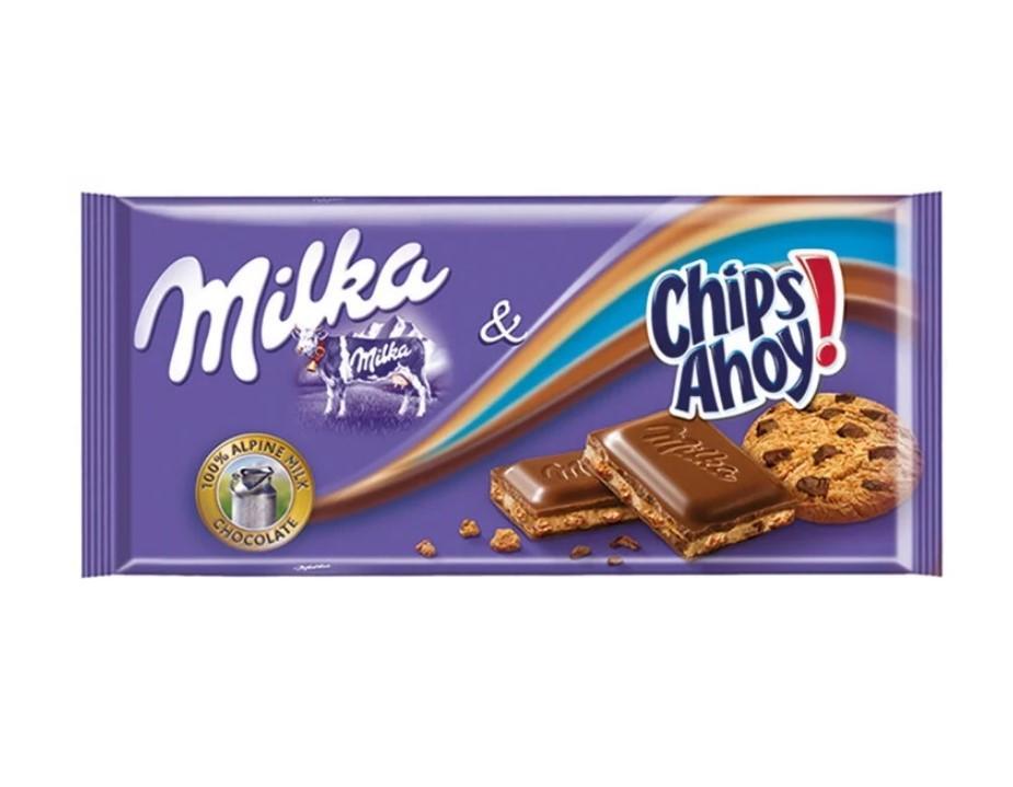 Шоколад Milka Chips Ahoy молочный с кусочками печенья 100 гр., флоу-пак