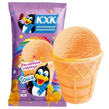 Мороженоестаканчик вафельный КХК Пингвин со вкусом волшебных леденцов, 60 гр., флоу-пак