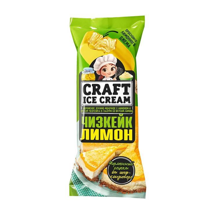 Мороженое Craft Ice Cream эскимо чизкейк лимон 80 гр., флоу-пак