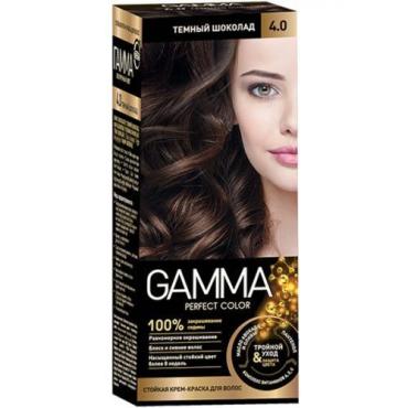 Крем-краска для волос, 4.0 темный шоколад Gamma Perfect color 135 гр., Картонная коробка