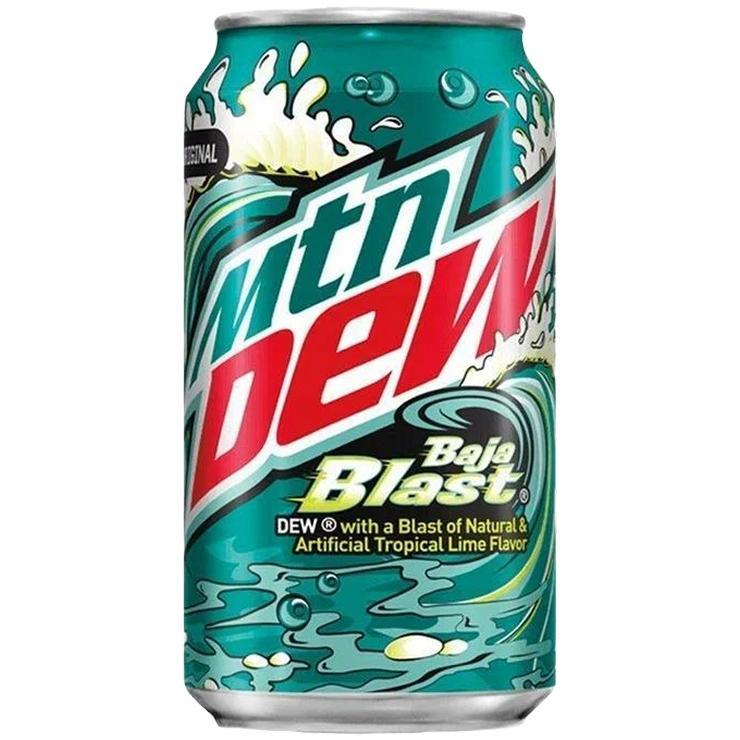Напиток газированный Mountain Dew baja blast 355 мл., ж/б