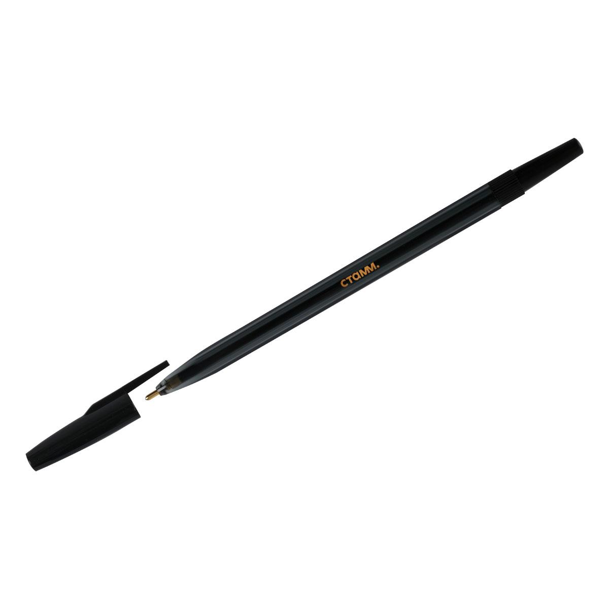 Ручка шариковая СТАММ 049 черная, 0,7мм, тонированный корпус