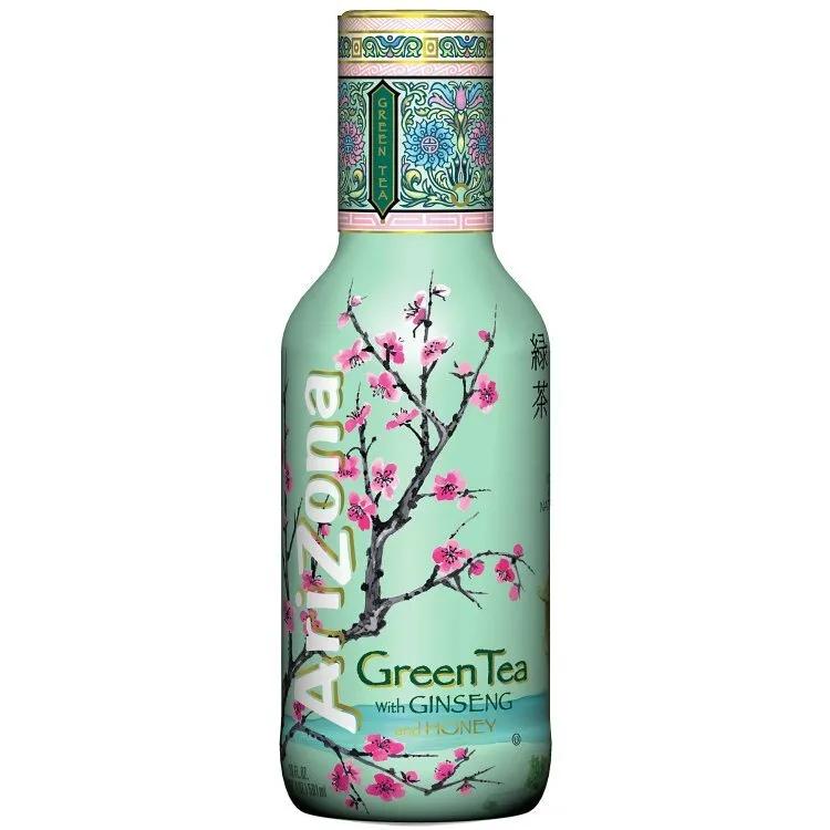 Холодный чай Arizona Green Tea Женьшень мед негазированный 450 мл., ПЭТ