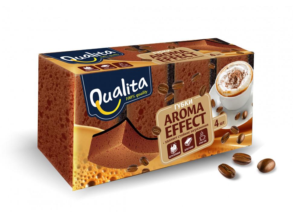 Губки кухонные 4 шт., Qualita Aroma Effect, картон
