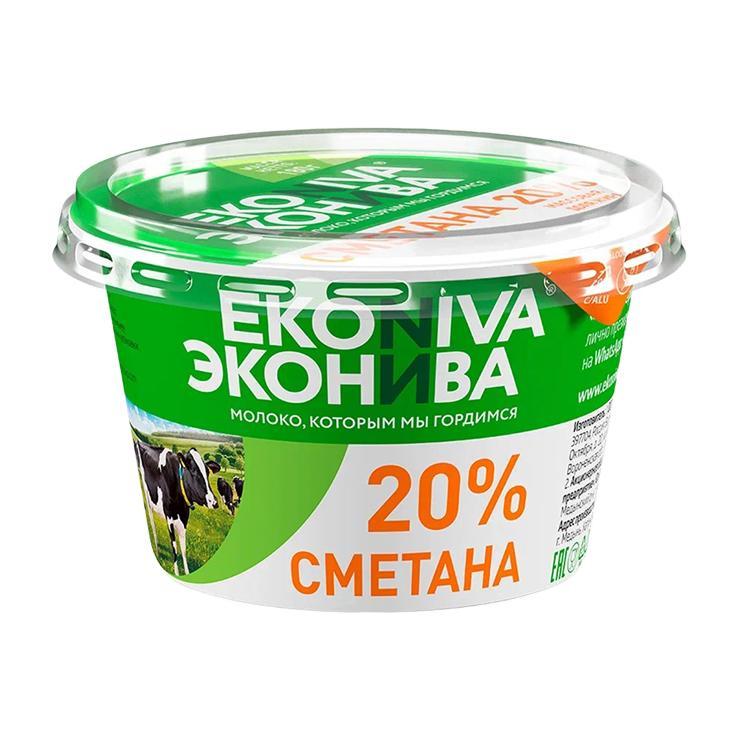 Сметана ЭкоНива 20% 180 гр., ПЭТ