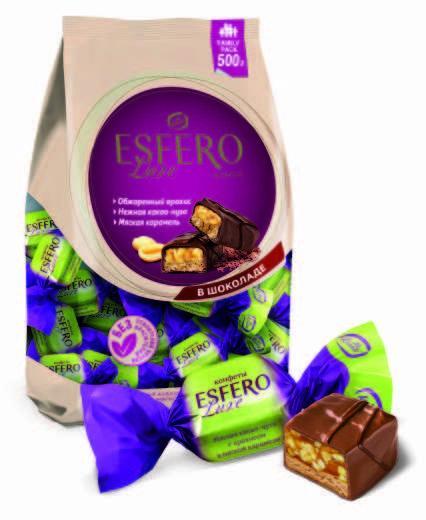 Конфеты Konti Esfero Luxe какао-нуга-арахис 500 гр., флоу-пак