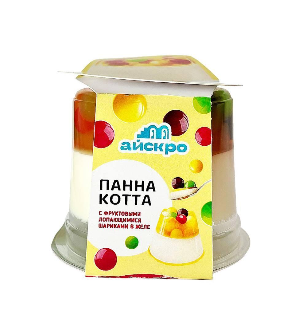 Десерт Айскро Панна котта с фруктовыми джус-боллами в желе 130 гр., картон