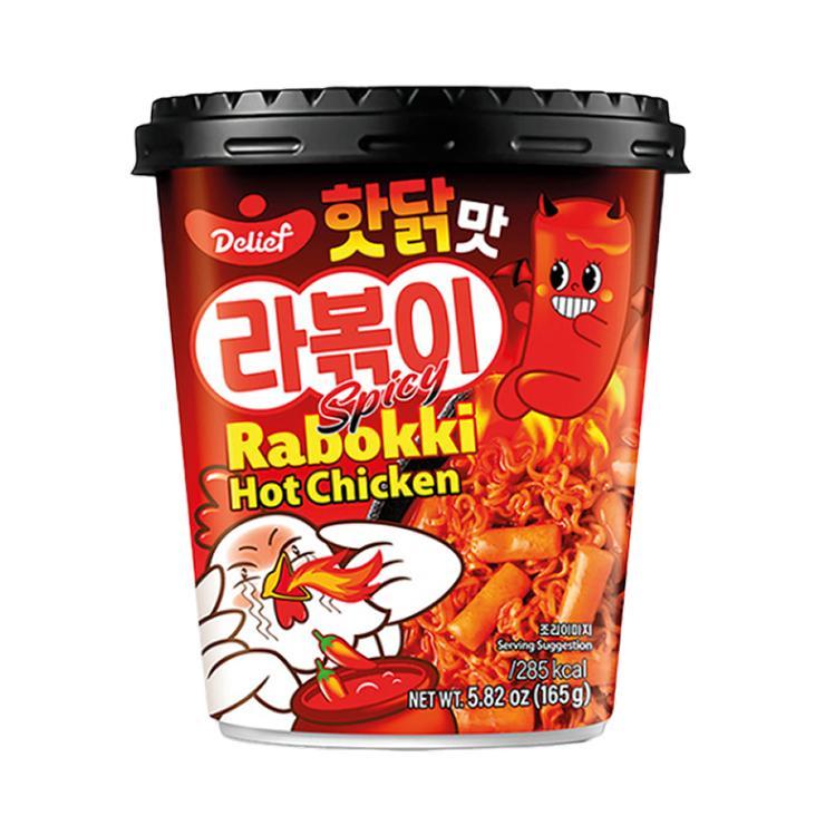 Рисовые палочки Delief Carbo Hot Chicken Flavor Rabokki 180 гр., стакан