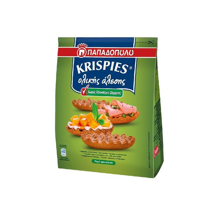 Сухари Krispies papadopoulos цельнозерновые без сахара 200 гр., флоу-пак