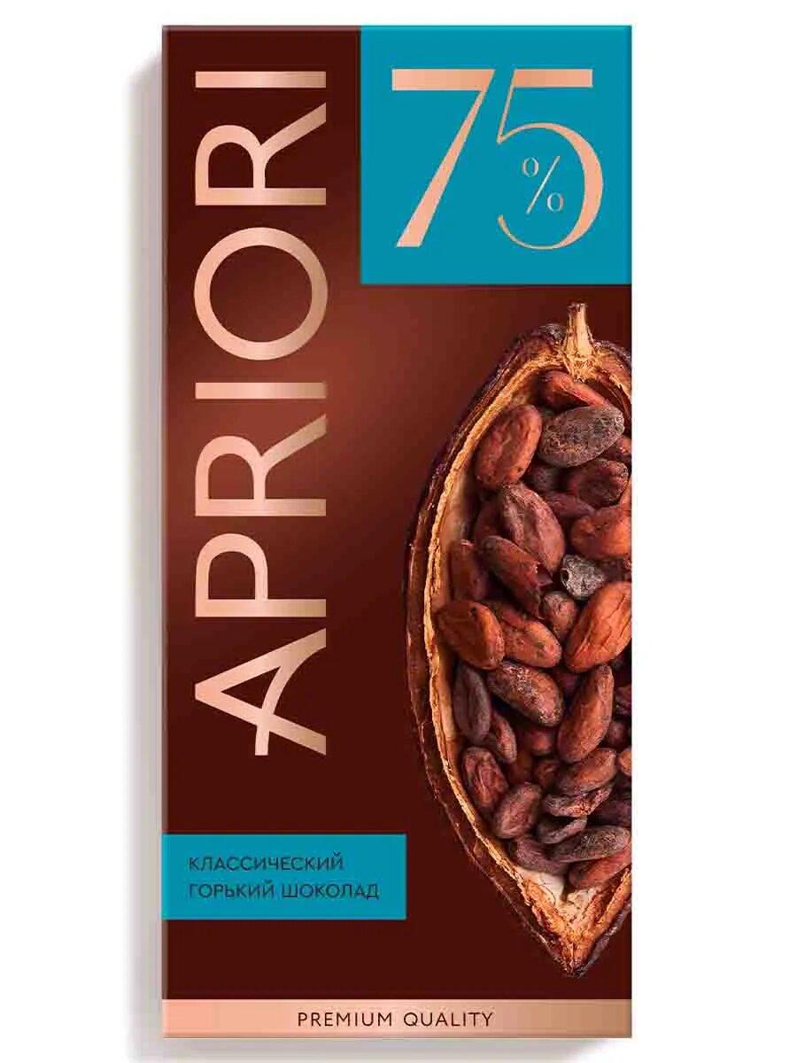 Шоколад Apriori горький шоколад 75% какао 85 гр., картон