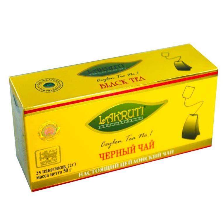 Чай Lakruti черный, 25 пакетов, 50 гр., картон