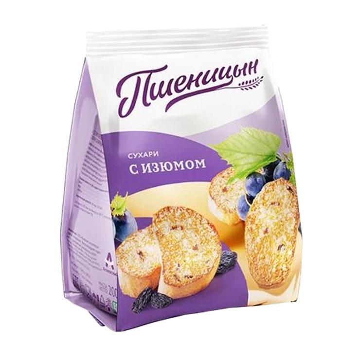 Сухари Пшеницын сахарные с изюмом 200 гр., флоу-пак