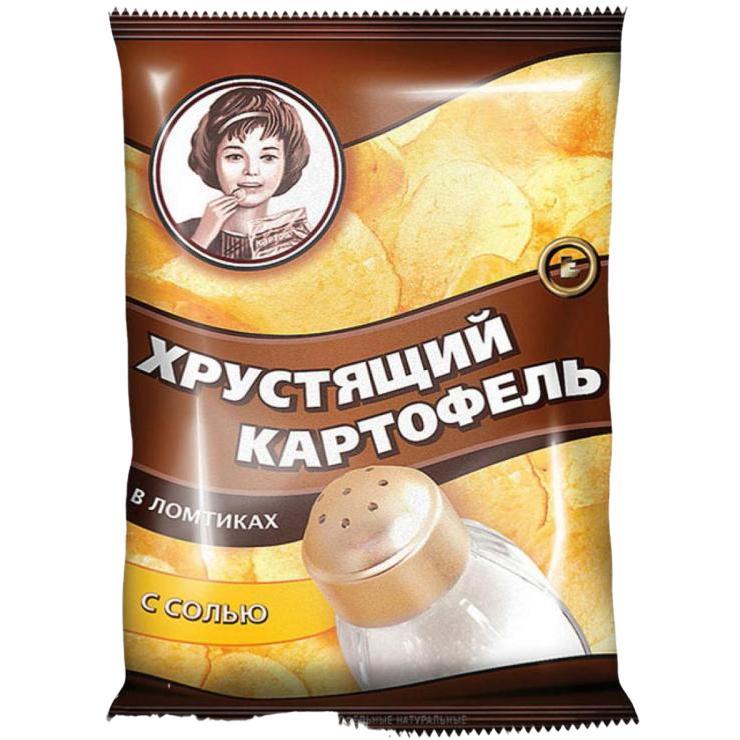 Чипсы Хрустящий картофель картофельные в ломтиках соль 70 гр., флоу-пак