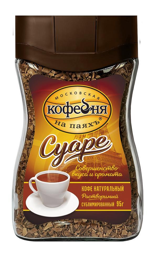 Кофе растворимый Московская кофейня на паяхъ Суаре сублимированный 95 гр., стекло