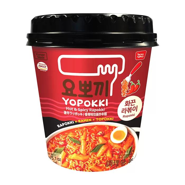 Рисовые клёцки Yopokki Hot & Spicy Rapokki с лапшой рапокки 145 гр., стакан