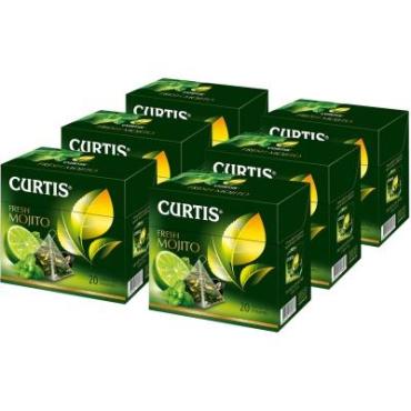 Чай зеленый ароматизированный 20 пирамидок х 6 упаковок Curtis Fresh Mojito, 204 гр., картонная коробка