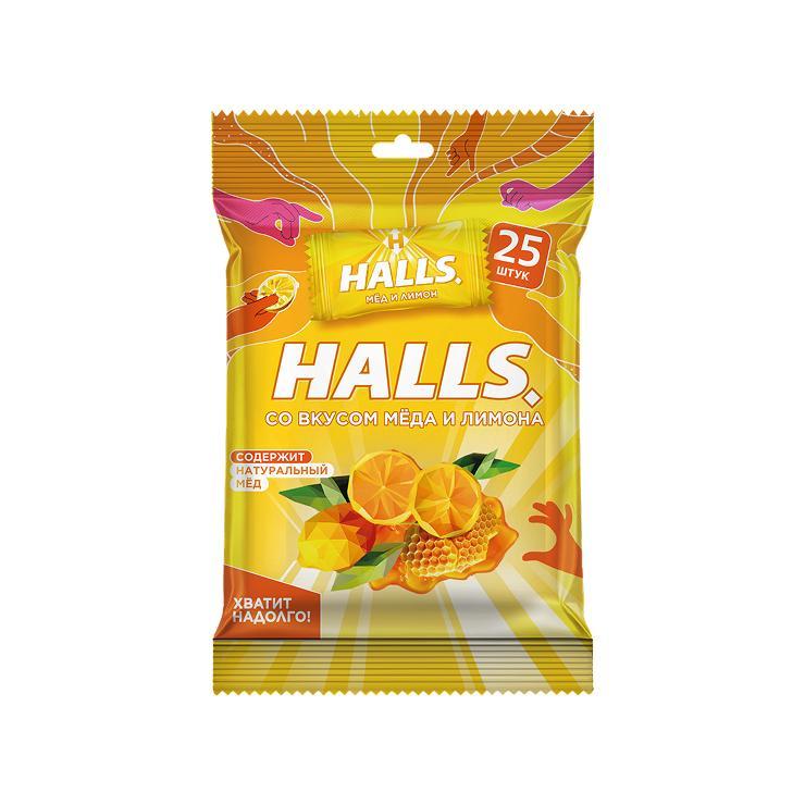Леденцы Halls лимон мед 68 гр., флоу-пак