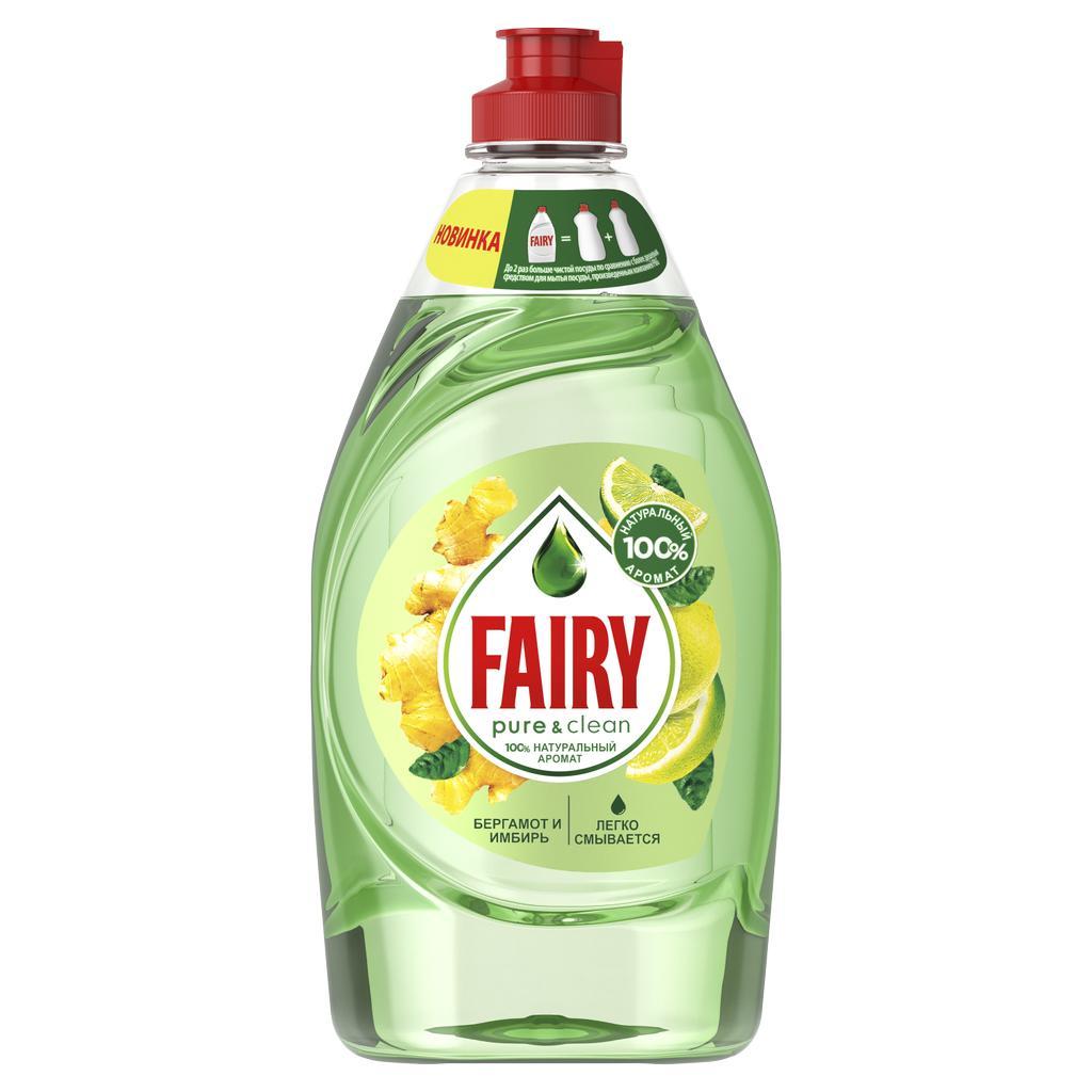 Моющее средство для посуды Fairy Pure&Clean Бергамот и имбирь 450 мл., ПЭТ