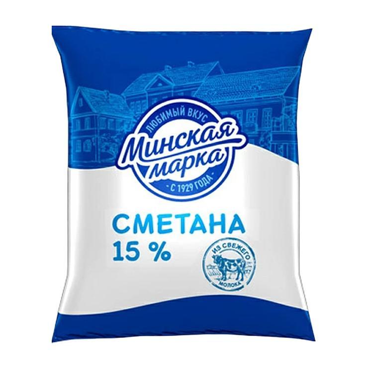 Сметана Минская Марка 15% 400 гр., флоу-пак