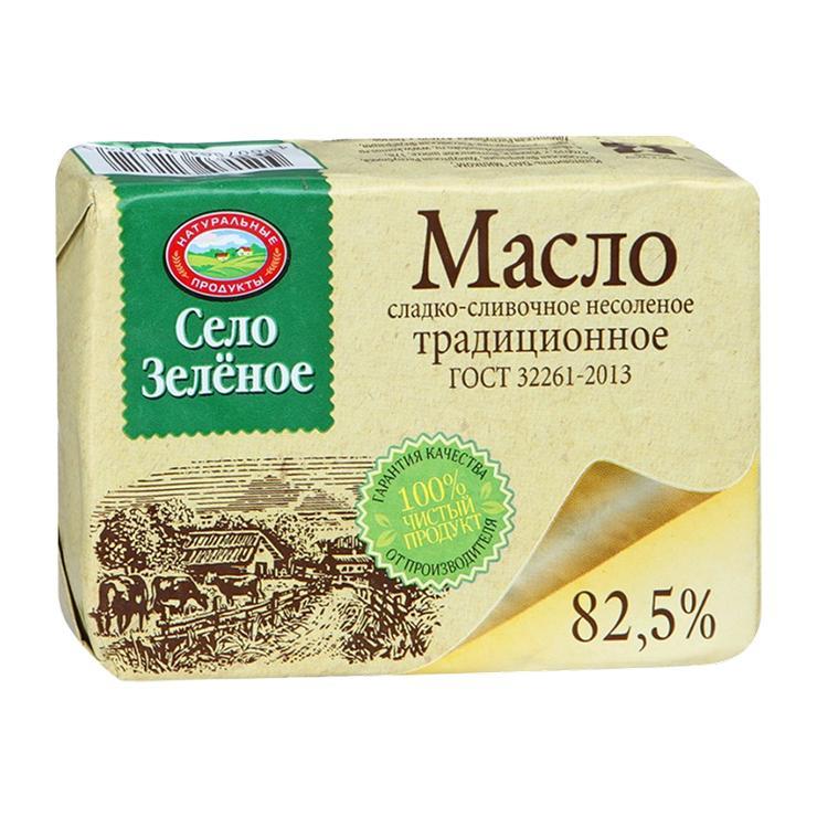 Масло сливочное Село Зеленое 82,5% 175 гр., обертка