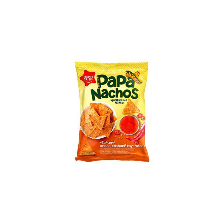 Чипсы Papa Nachos кукурузные тайский кисло сладкий соус 75 гр., флоу-пак