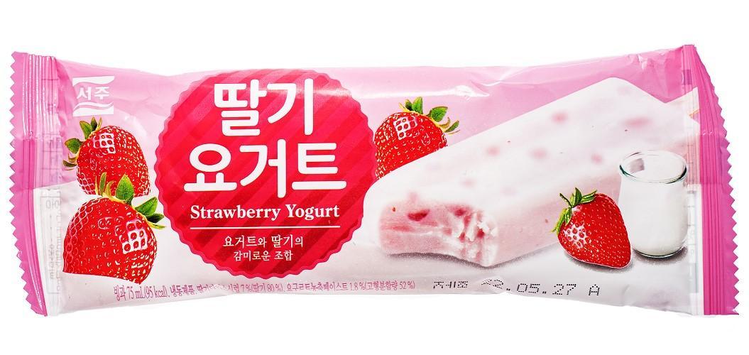 Мороженое Seoju эскимо клубничный йогурт 75 гр., флоу-пак