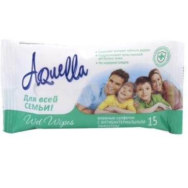 Влажные салфетки Для всей семьи Aquella Wet Wipes, 42 гр., флоу-пак