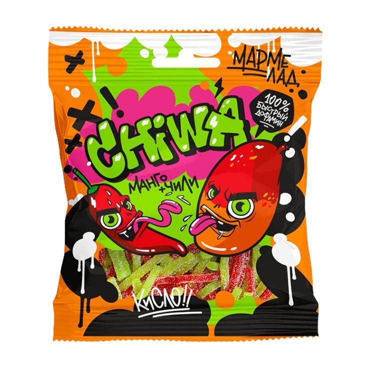 Мармелад жевательный Chi-wa-wa Graffiti манго чили кислый 90 гр., флоу-пак