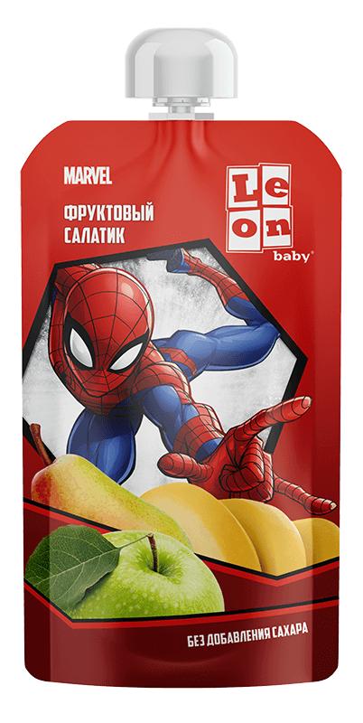 Пюре Leon baby Marvel Фруктовый салатик с 6 мес.115 гр., пауч