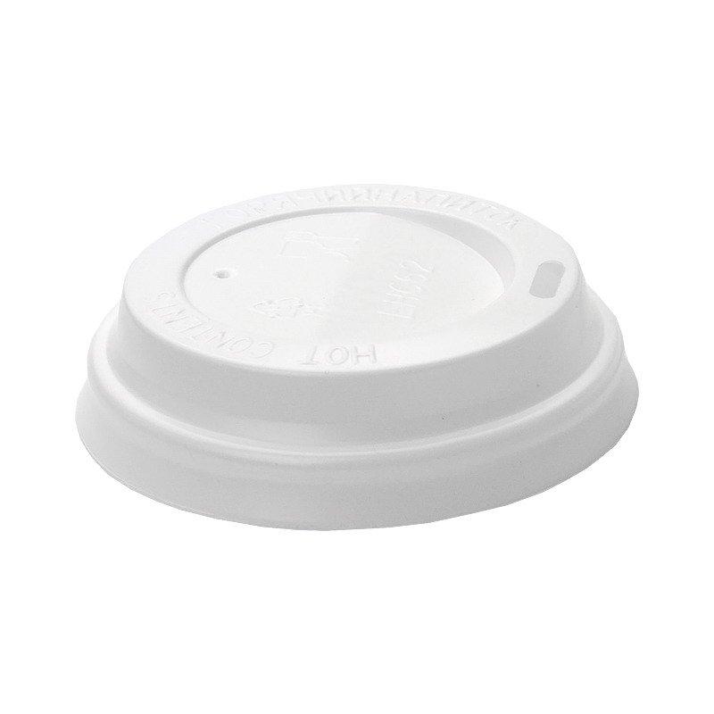 Крышка одноразовая пластиковая для стаканов, для холодного и горячего, d=80 мм., белая, ПС, 5 шт.