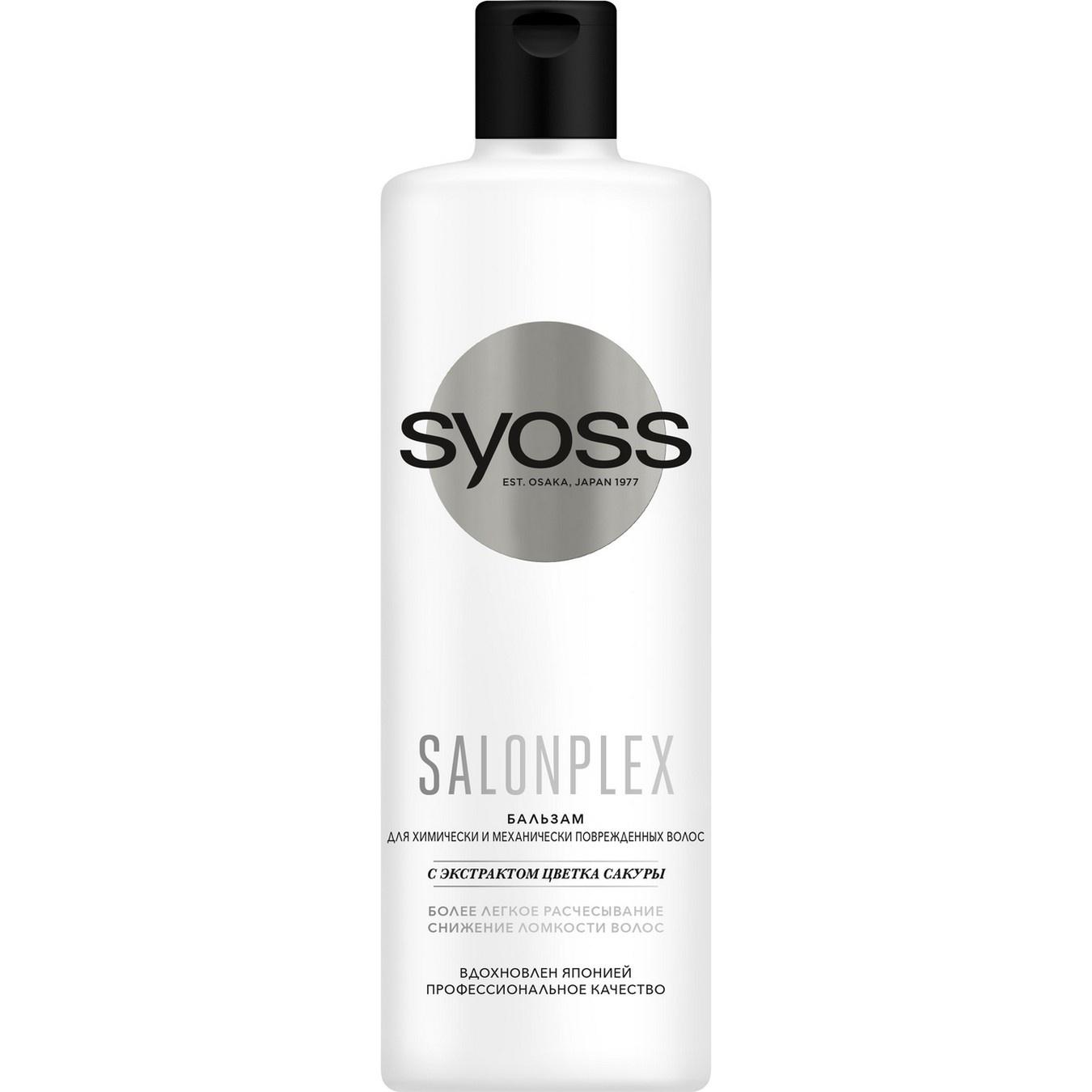 Бальзам для поврежденных волос Syoss Salon Plex 450 мл., ПЭТ