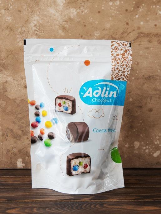 Конфеты Adlin PISMANIYE из пашмалы со вкусом ванили с драже в шок. глазури, 350 гр., флоу-пак