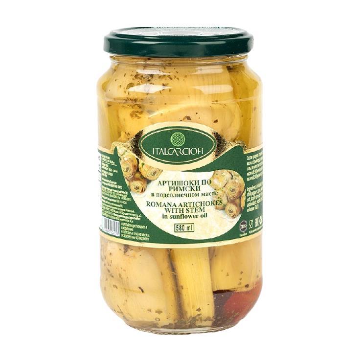 Артишоки Italcarciofi с ножкой в подсолнечном масле 580 гр., стекло