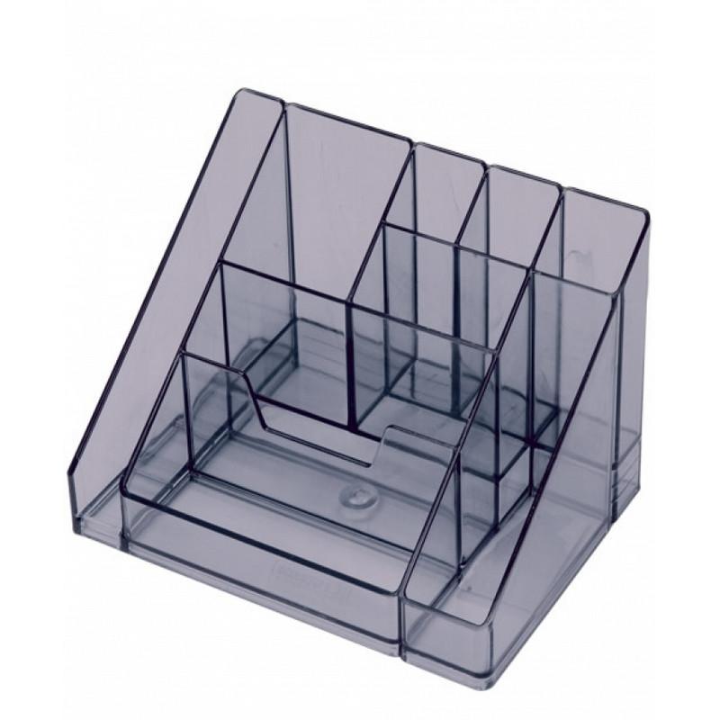 Подставка-органайзер СТАММ Каскад, 115х160х105 мм, 9 отделений, тонированная серая, ОР14