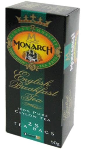 Чай Monarch Английский завтрак ceylon черный, 25 пакетов, 50 гр., картон
