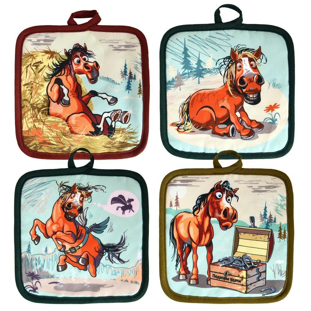 Прихватка с рукавицей Мультидом савраска набор из 2-х предметов прихватка 17х17 см рукавица 17х27 см 4 дизайна, пакет