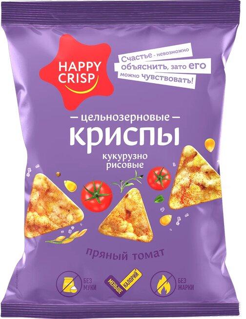 Криспы кукурузно-рисовые Happy crisp Пряный томат 100 гр., флоу-пак