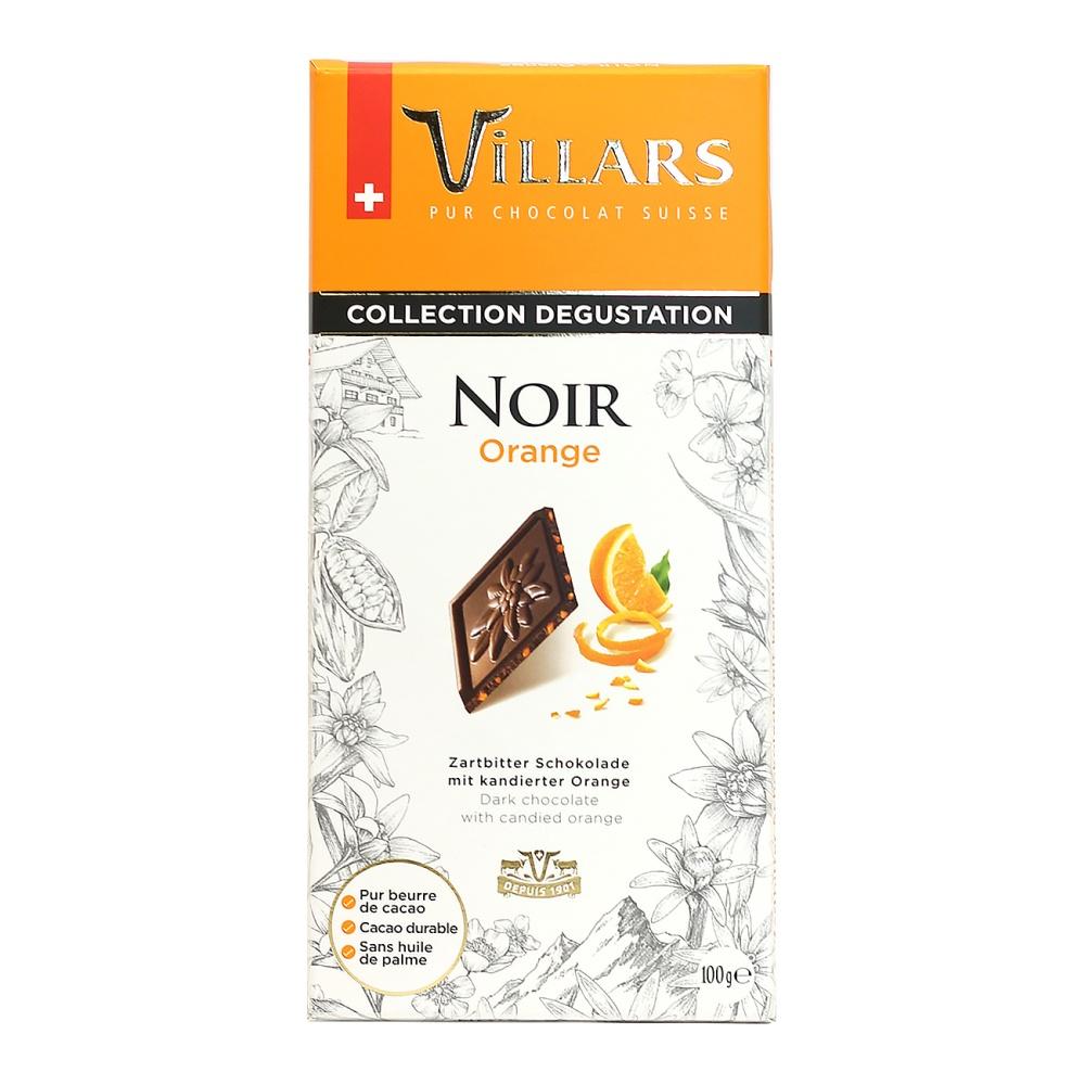 Шоколад VILLARS темный с цукатами из апельсиновых корочек 100 гр., картон