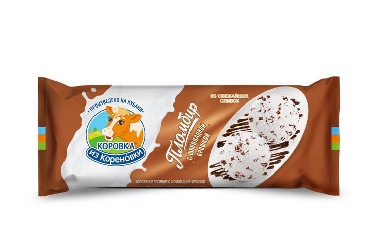Мороженое Коровка из Кореновки с шоколадной крошкой 400 гр., флоу-пак