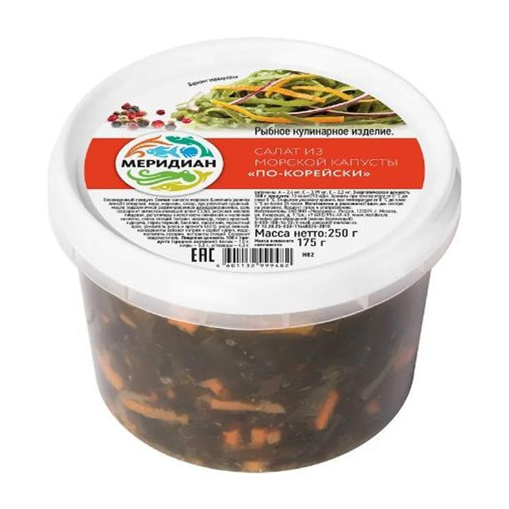 Салат Меридиан из морской капусты по - корейски 250 гр., пластиковый контейнеровый контейнер