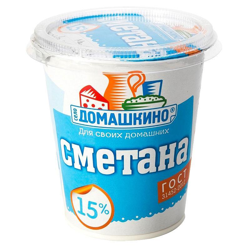 Сметана Село Домашкино 15% 300 гр., ПЭТ