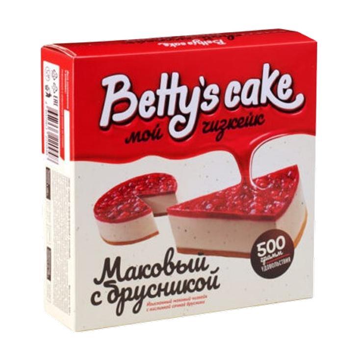 Чизкейк Betty's cake маковый с брусникой 500 гр., картон