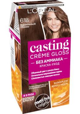 Стойкая краска-уход для волос L'Oreal Paris Casting Créme Gloss без аммиака оттенок 618 ванильный мокко, 254 гр., картон