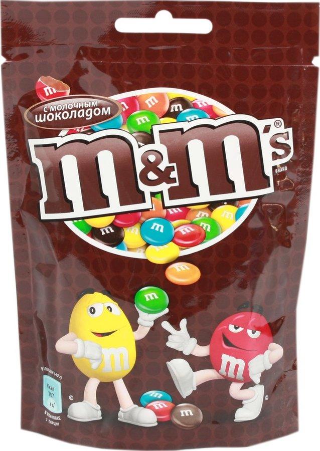 Драже M&M's с молочным шоколадом 145 гр., дой-пак